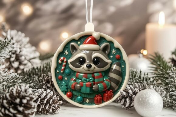 3D Porcelain Raccoon Christmas Ornament: A Brand Designer’s Review of Illustrations