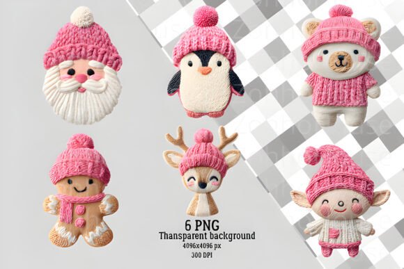 Christmas Crochet PNG Bundle , Cozy Set Illustrations