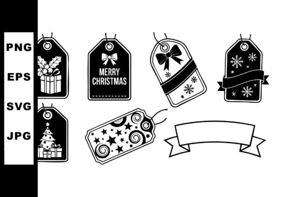 Christmas Gift Tags with Holiday Icons a: Illustrations for Branding
