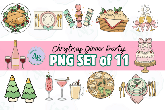 Christmas Holiday Dinner Party Clip Art Review