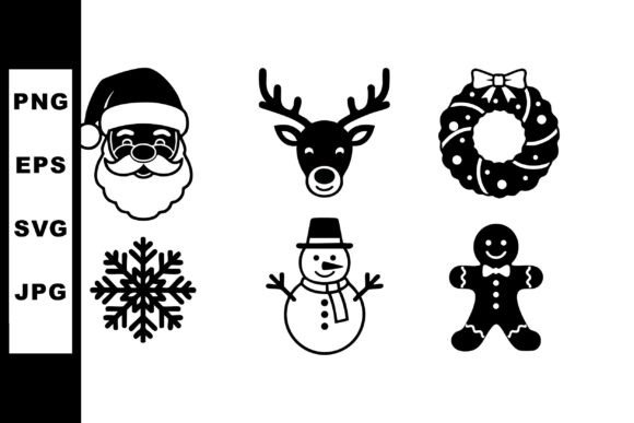 Christmas Holiday Icons Set with Santa C Illustrations