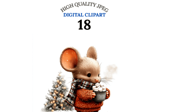 Christmas Mouse Clipart Set for Modern Illustrations