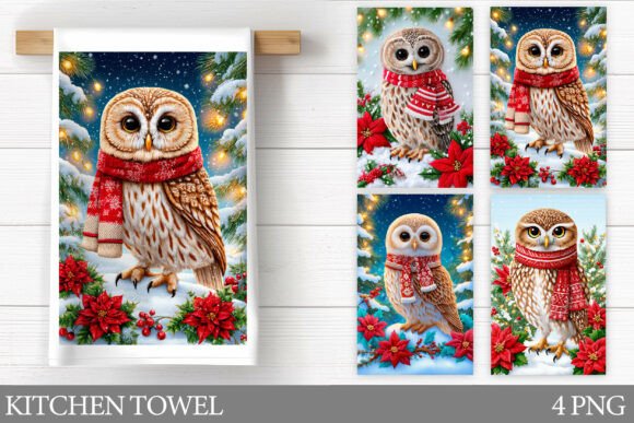 Christmas Owl Kitchen Towel Sublimation Illustrations Review