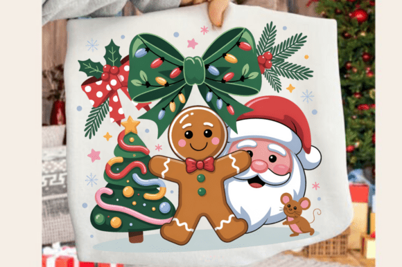 Christmas Preppy Santa Doodle PNG Clipar in Illustrations