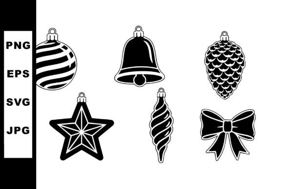 Christmas Tree Ornaments Vector Icons Bl