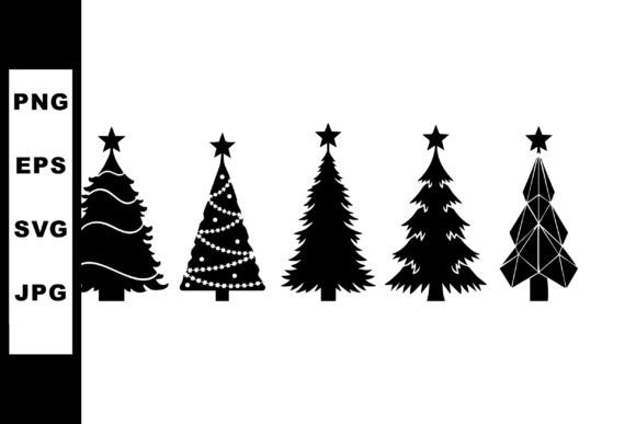 Christmas Tree Silhouettes with Star Top: Illustrations for Branding