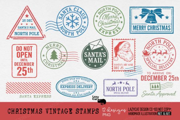 Christmas Vintage Stamp PNG Bundle Review