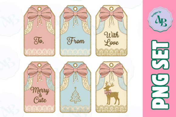 Coquette Vintage Christmas Gift Tags PNG: A Designer’s Review for Branding and Illustrations