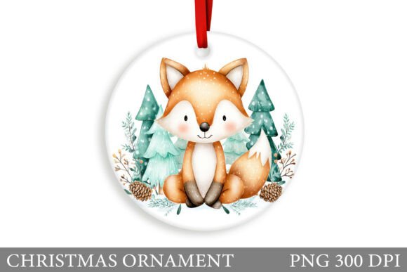 Cute Fox Christmas Ornament Design Illustrations