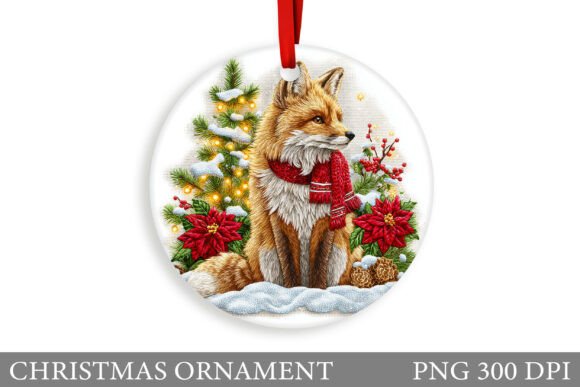 Fox Christmas Ornament Sublimation in Illustrations