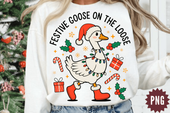 Funny Christmas Goose PNG, Trendy Goose