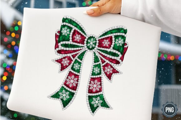 Glitter Rhinestone Christmas Bow Png
