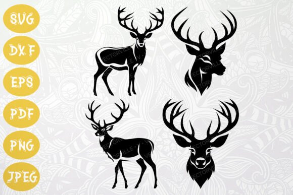 Rustic Christmas Deer Silhouettes SVG Illustrations Review