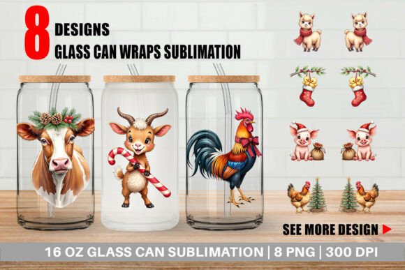 Rustic Farmhouse Christmas Glass Can Wra: A Designer’s Review of Illustrations