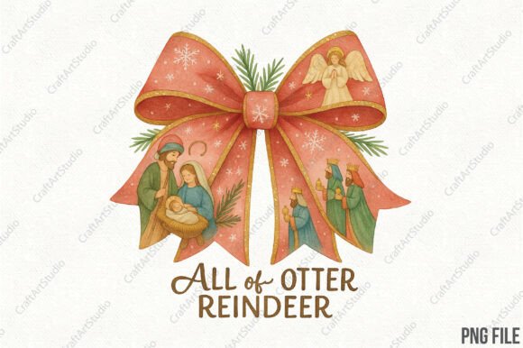 Scene Christmas Coquette Bow PNG in Illustrations