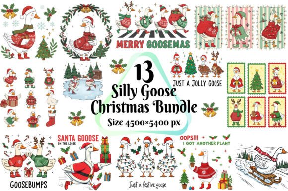 Silly Goose Christmas PNG Bundle: A Designer’s Take on Festive Illustrations