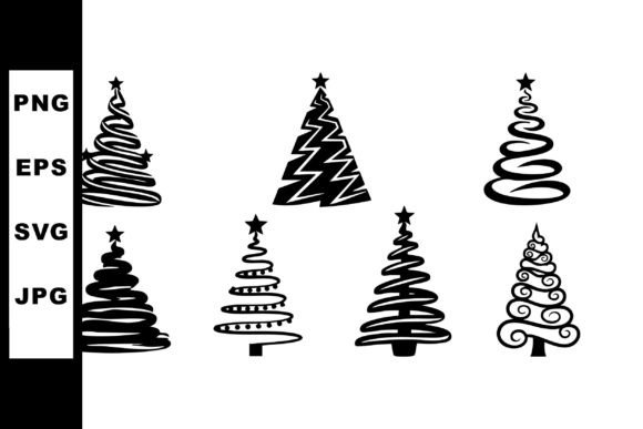 Stylized Black Christmas Tree Silhouette Illustrations Review
