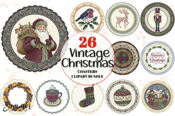 Vintage Christmas Coasters PNG Bundle: A Brand Designer’s Review of Holiday Illustrations