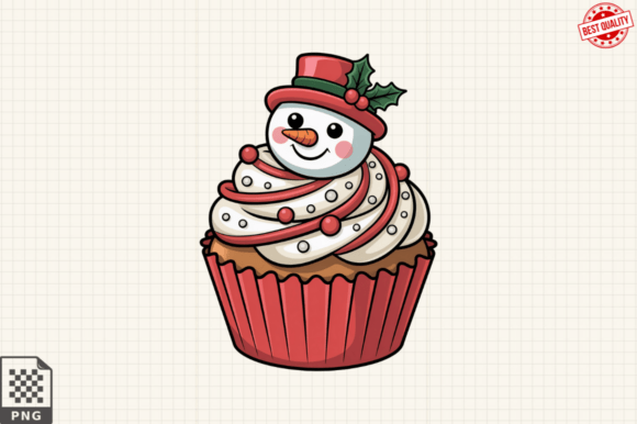 Vintage Christmas Cupcake Clipart PNG Review