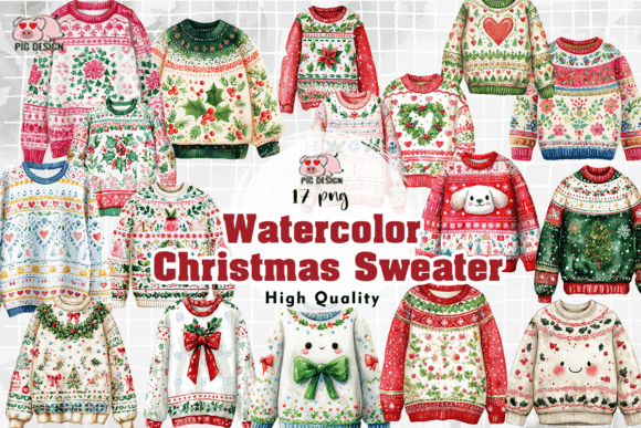 Watercolor Christmas Sweater PNG Review