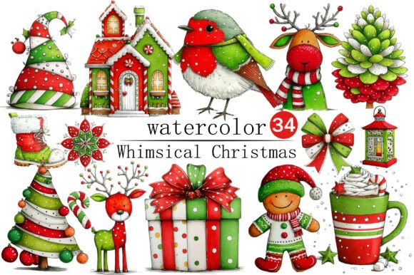 Whimsical Christmas Sublimation Clipart for Illustrations