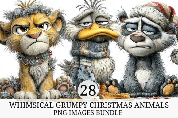Whimsical Grumpy Christmas Animals Illustrations Review