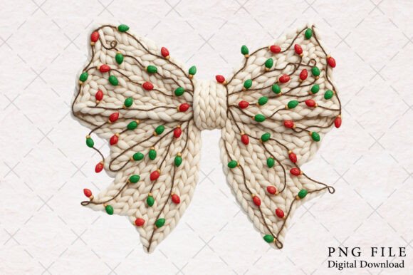 Yarn Crochet Christmas Bow PNG Review